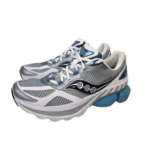 Saucony Mens 9 Grid NXT Running Shoes Silver White Blue Rare Sample 61510-Stella